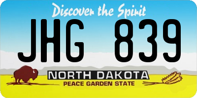 ND license plate JHG839