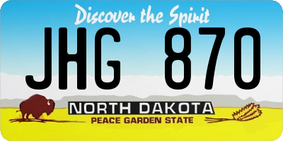 ND license plate JHG870