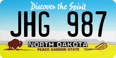 ND license plate JHG987