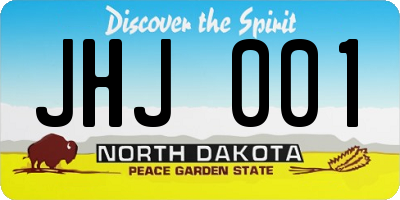 ND license plate JHJ001