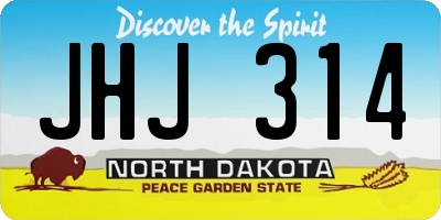ND license plate JHJ314