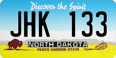 ND license plate JHK133