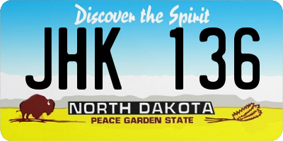 ND license plate JHK136