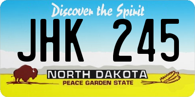 ND license plate JHK245