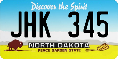 ND license plate JHK345