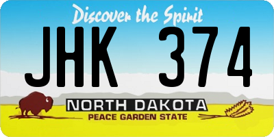 ND license plate JHK374