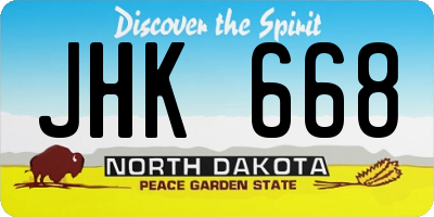 ND license plate JHK668