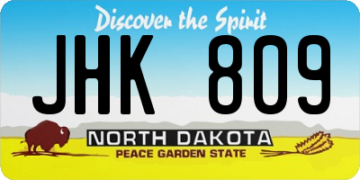 ND license plate JHK809