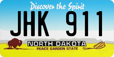ND license plate JHK911