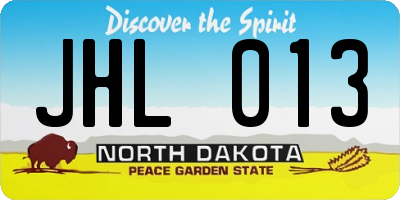 ND license plate JHL013
