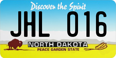 ND license plate JHL016