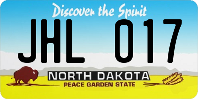 ND license plate JHL017