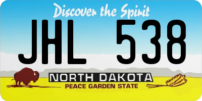 ND license plate JHL538