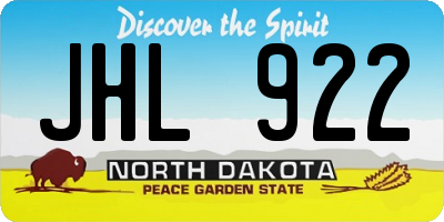 ND license plate JHL922