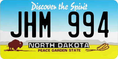 ND license plate JHM994