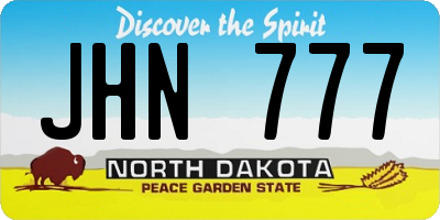 ND license plate JHN777