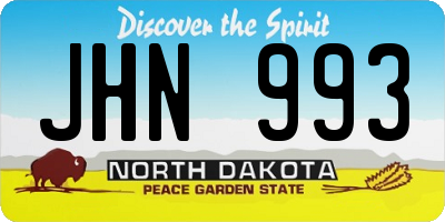 ND license plate JHN993