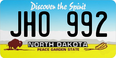 ND license plate JHO992