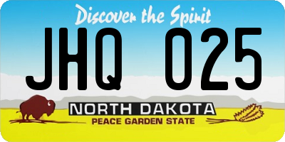 ND license plate JHQ025