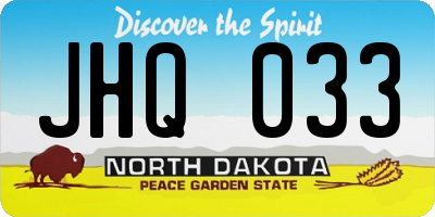 ND license plate JHQ033