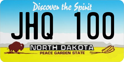 ND license plate JHQ100