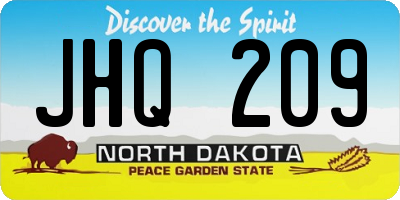 ND license plate JHQ209