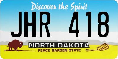 ND license plate JHR418