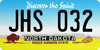ND license plate JHS032