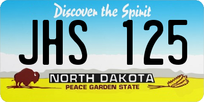 ND license plate JHS125
