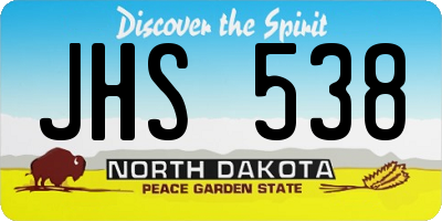 ND license plate JHS538