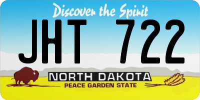 ND license plate JHT722