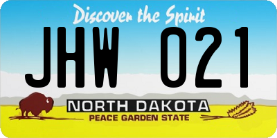 ND license plate JHW021