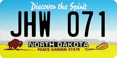 ND license plate JHW071