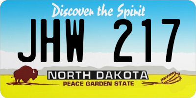 ND license plate JHW217