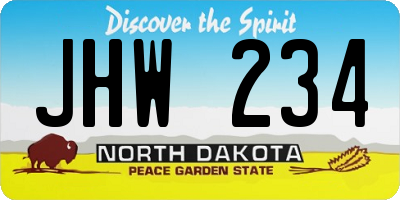 ND license plate JHW234