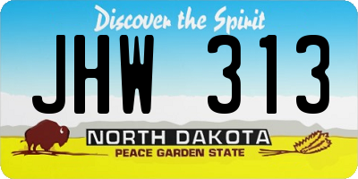 ND license plate JHW313