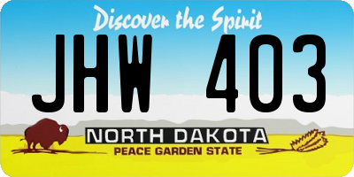 ND license plate JHW403