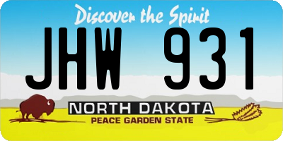ND license plate JHW931