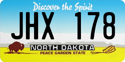 ND license plate JHX178