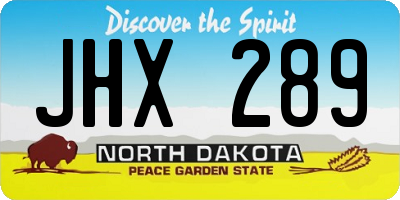 ND license plate JHX289