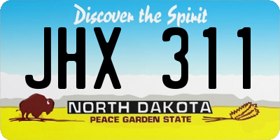 ND license plate JHX311
