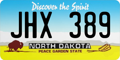 ND license plate JHX389
