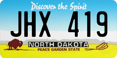 ND license plate JHX419