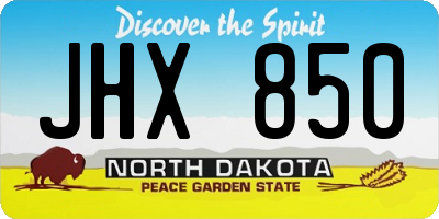 ND license plate JHX850