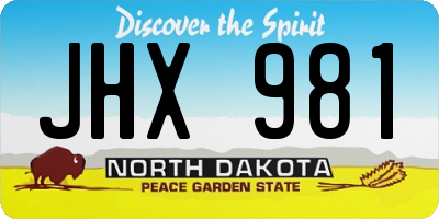 ND license plate JHX981