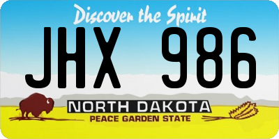 ND license plate JHX986