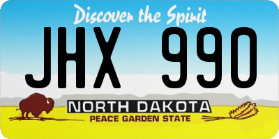 ND license plate JHX990
