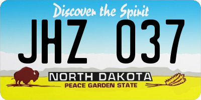 ND license plate JHZ037