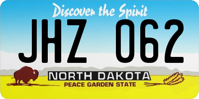 ND license plate JHZ062