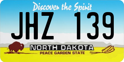 ND license plate JHZ139